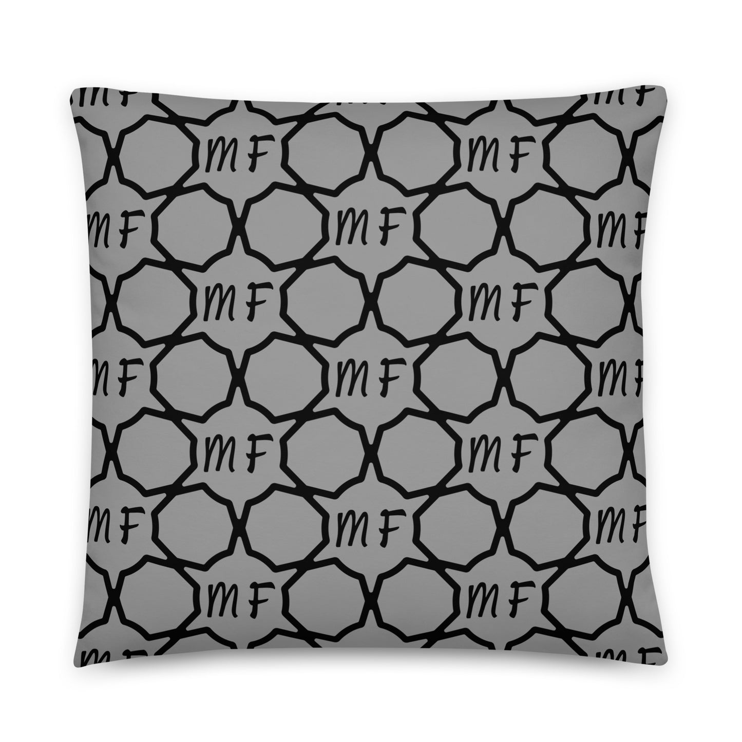 MFShift Rhythmic Diamond Pattern Pillow with All-Over Logo - Elevate Your Decor with Mindful Comfort (20x12)