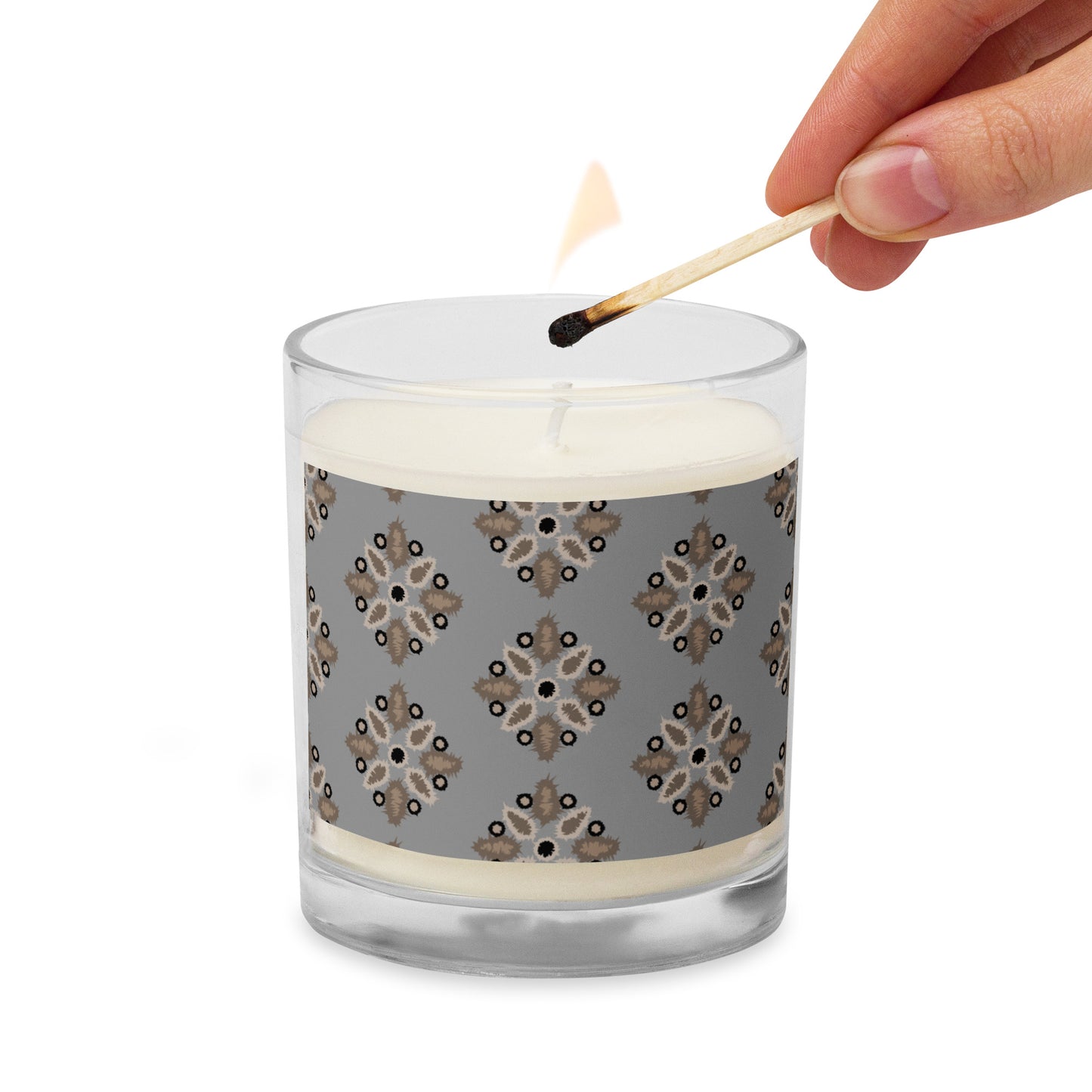 MFShift Rhythmic Diamond Pattern Glass Jar Soy Wax Candle - Illuminate Your Space with Mindful Elegance
