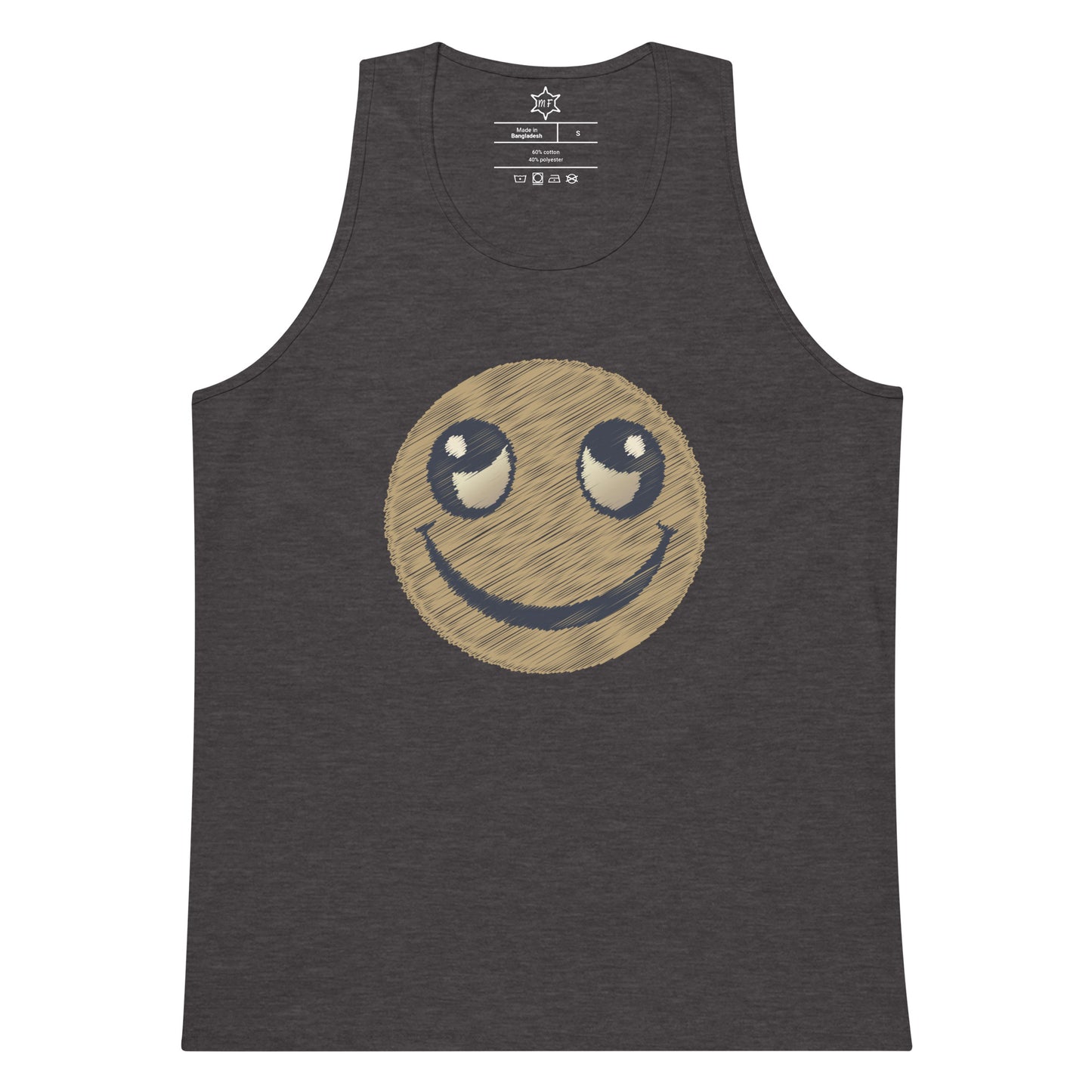 MFShift Men’s Premium Smiley Face Tank Top – Elevate Your Vibe with Ultimate Comfort (white)