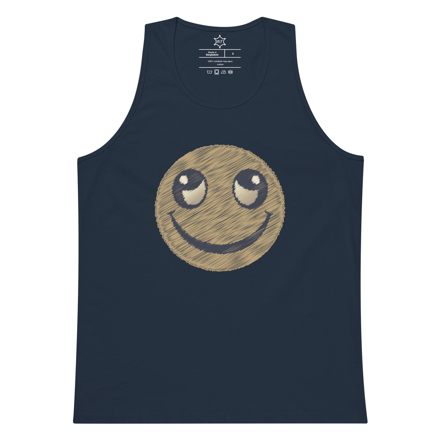 MFShift Men’s Premium Smiley Face Tank Top – Elevate Your Vibe with Ultimate Comfort (charcoal heather)