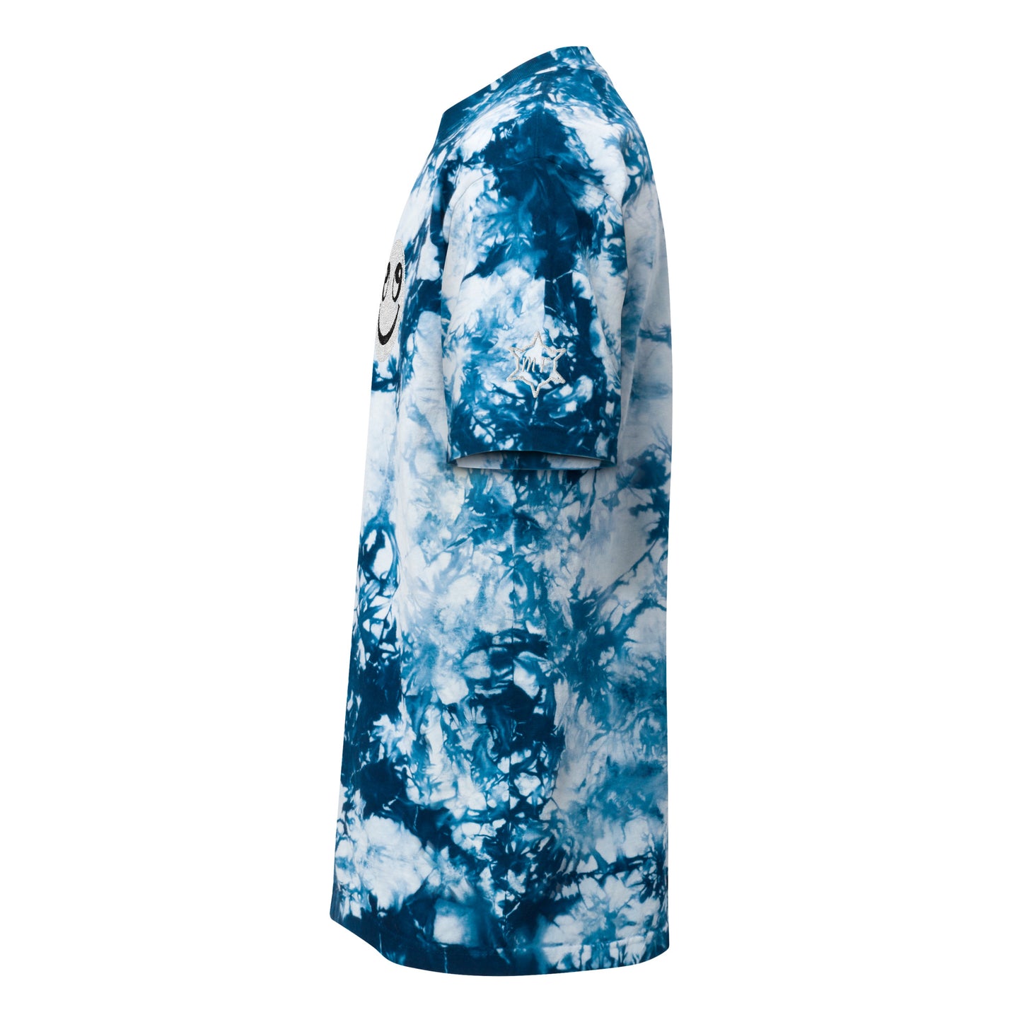 MFShift Oversized Unisex Tie-Dye Smiley Face T-Shirt – Trendy Comfort with a Positive Vibe (black/white)