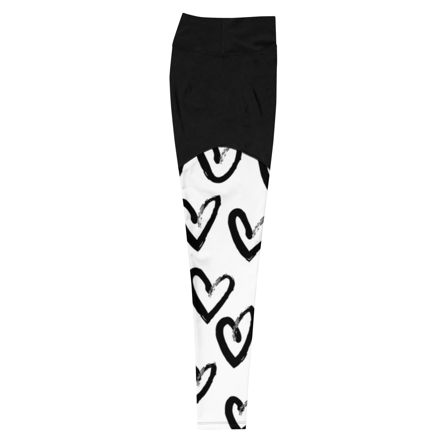 MFShift Black and White Heart Leggings - Comfy, Chic Compression for Active Lifestyle