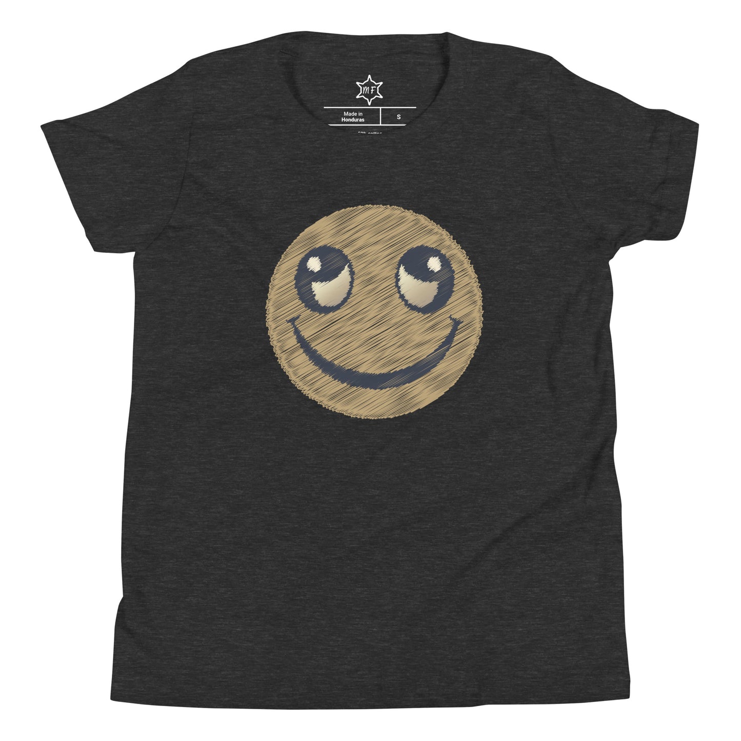 MFShift Youth Smiley Face Short Sleeve T-Shirt – Light, Soft, and Uniquely Inspiring (black)