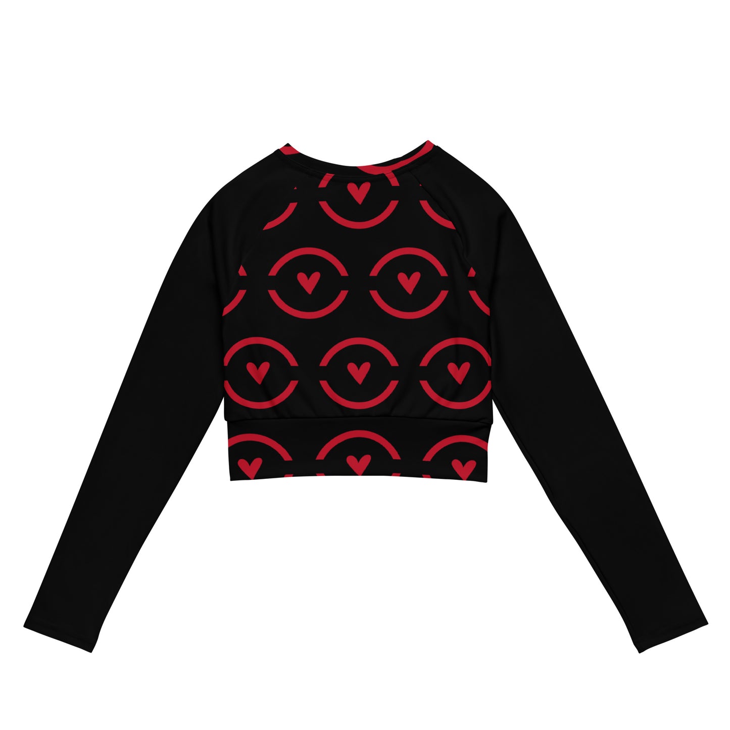 MFShift Long-Sleeve Crop Top - Rn'bow of Love Heart Design for Eco-Friendly Style