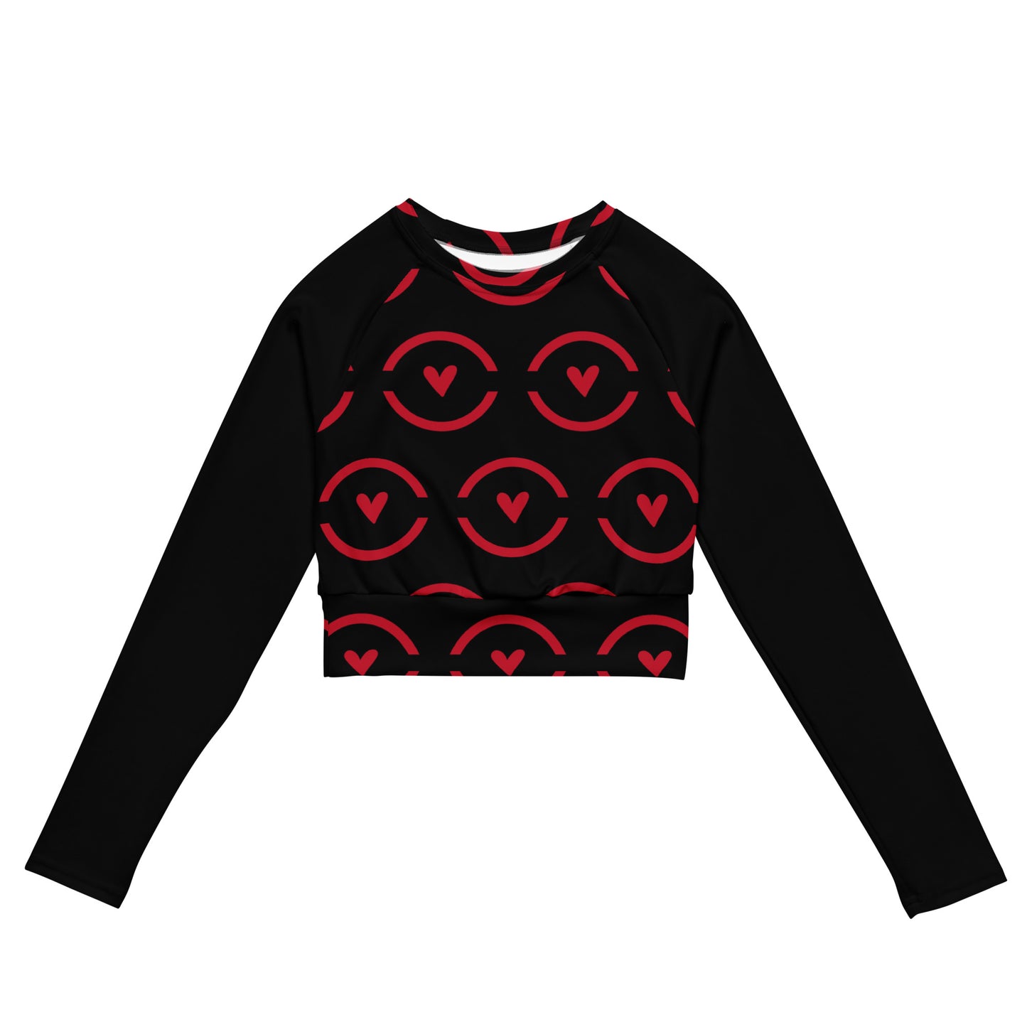 MFShift Long-Sleeve Crop Top - Rn'bow of Love Heart Design for Eco-Friendly Style