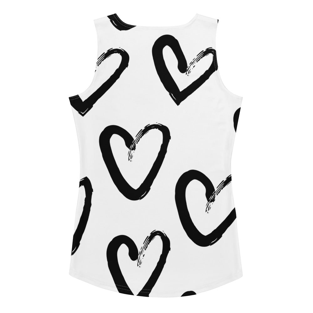 MFShift Women’s Sublimation Cut & Sew Tank Top - All-Over Heart Print