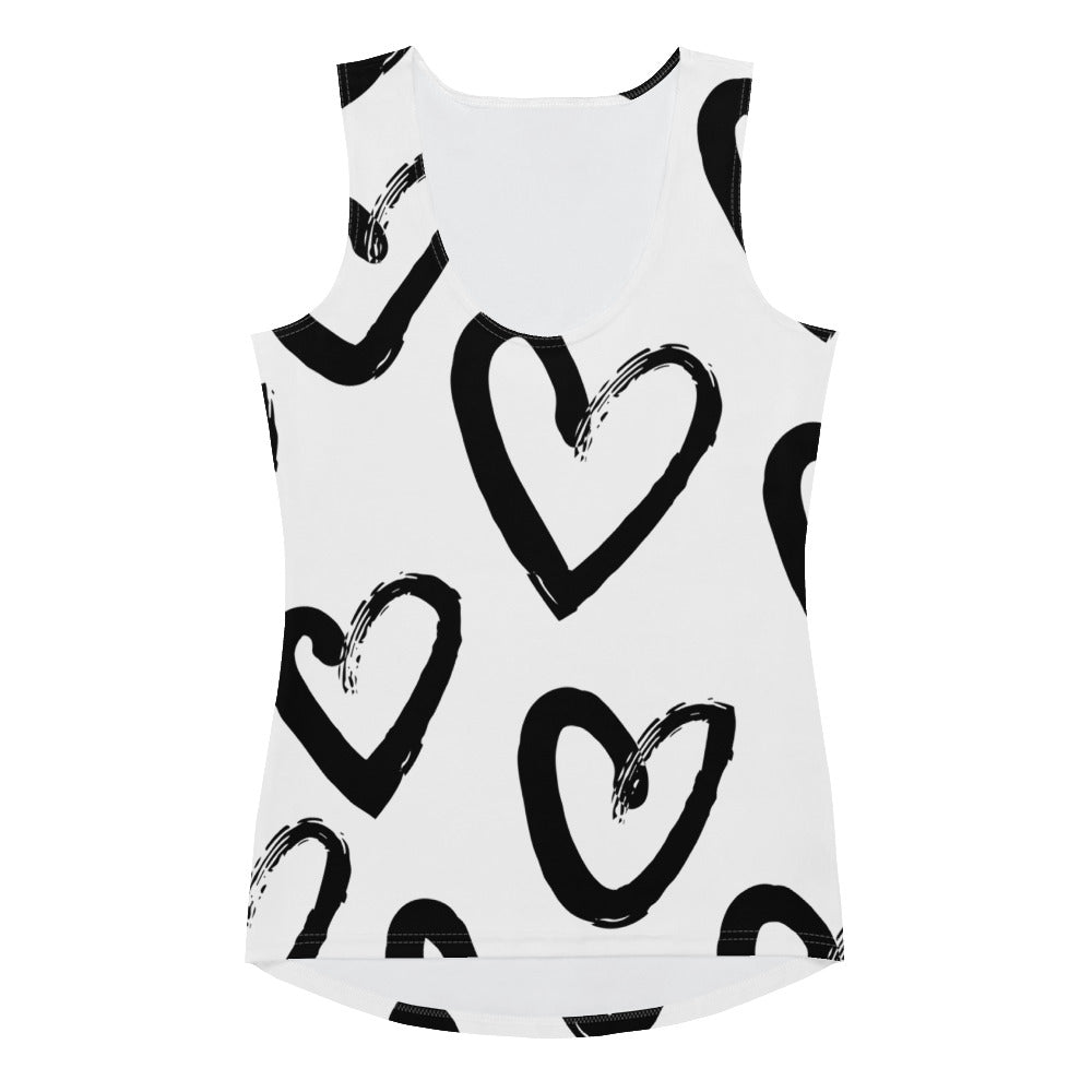 MFShift Women’s Sublimation Cut & Sew Tank Top - All-Over Heart Print